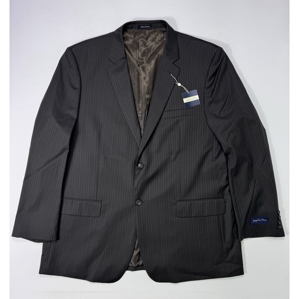 Joseph & Feiss Mens 48L Brown Striped 100% Wool Blazer NWT 2-Button Jacket A052